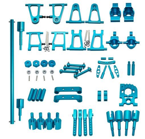 Upgrade Compatible with Tamiya TT01 TT-01 RC Car Suspension Arm & Drive Shaft & DogBone & Steering Knuckles Carrier & Shell Body Post Motor Mount Parts(Blue) - Imagen 2