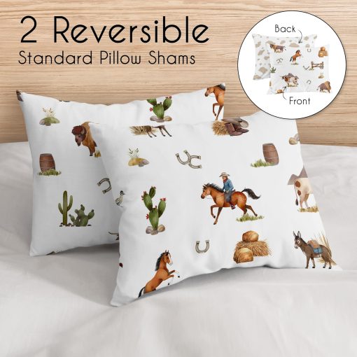 Set de Comforter Queen Sweet Jojo Designs Western Cowboy para Ninos Jovenes y Adultos - Estampado de Vaquero Occidental con Taupe y Blanco - 3 Piezas - Imagen 5