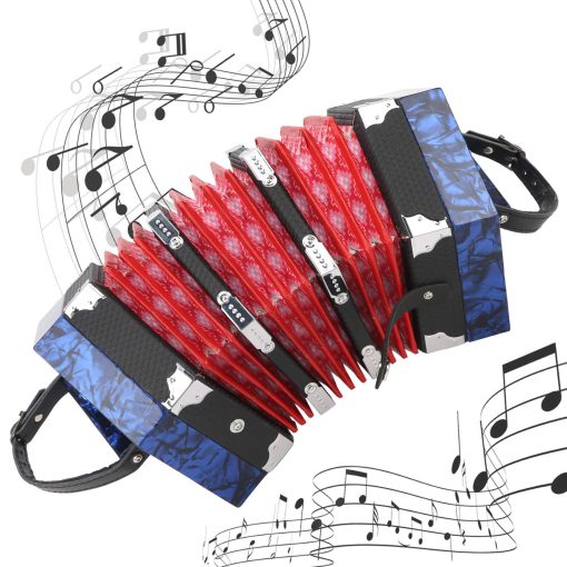Acordeon Instrumento de Concierto Concertina Instrumento con Correa de Mano Ajustable con Bolsa Acordeon Profesional Concertina, Acordeon para Ninos Principiantes Adultos Suministros de Instrumentos Musicales (Azul Real) - Imagen 9