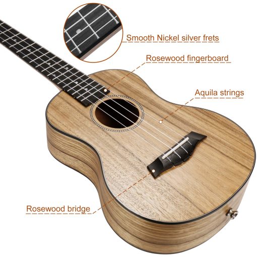 Ukelele Tenor Ranch de 26 pulgadas Profesional Aprender a Tocar Principiante Ukelele con 12 Lecciones Gratis en Linea Kit de Instrumento de Ukelele Inicial Bundle Estuche Gig bag & Afinador & Correa & Conjunto de Cuerdas Aquila - Acabado Mate - Imagen 3