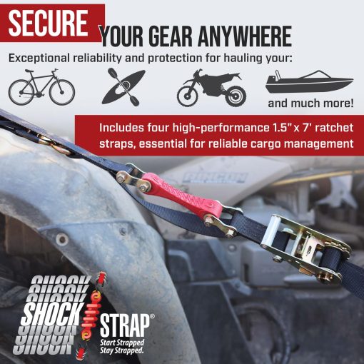 SHOCKSTRAP 7RSBK4PKP Amarre con Trinquete y Absorbedor de Impactos Integrado, 1.5" x 7' Correa de Seguridad de Poliester Negro, Paquete de 4 - Imagen 6