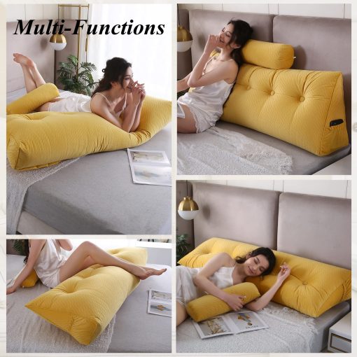 Almohadas para cabecero Gpround + Almohada rodillo para cabeza Almohada de cuña para cabecero Almohada grande para lectura Almohadas de respaldo para sentarse en la cama Soporte King 76x8x20 pulgadas - Imagen 5