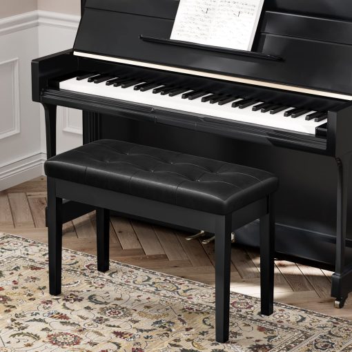 Banqueta de Piano HOOBRO con Cojin Acolchado y Compartimento de Almacenamiento para Partituras de Musica, Banqueta de Piano, Taburete de Tocador, Silla de Tocador, Soporta hasta 300 lb, 29.3 x 13.6 x 19.3 Pulgadas, Negro BB26QD01 - Imagen 3
