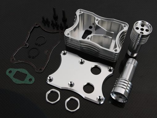 GTBRacing Caja de Escape Integrada de Metal para Coche RC 1/5 HPI Baja KM Rovan 5B SS 5T 5SC Pieza de Actualizacion (Plata)