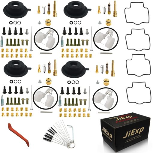 [JiExp] Kit de Reparacion de Carburador para Moto Kawasaki 1990-01 Ninja ZX-11/ZZR1100/ZZ-R 1100 con Diafragma de Vacio y Valvula-Flotador (4 Sets)