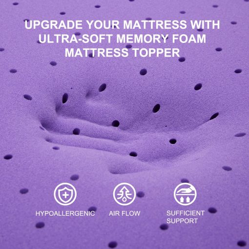 SINWEEK Topper de Colchon de Espuma Viscoelastica de Gel de 3 Pulgadas Suave y Ventilado para Alivio de Presion, Transpirable, Tamano King - Imagen 2