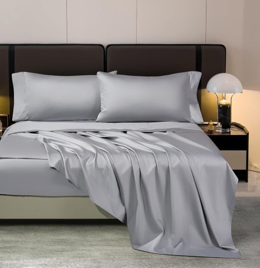 Juego de Sabanas Arianaut King Size Gris Claro 1000 Hilos de Algodon Egipcio Juego de Sabanas de Lujo Gris Claro 4 Piezas Calidad de Hotel Extra Profunda Suave Sabanas King Sedosas y Frescas