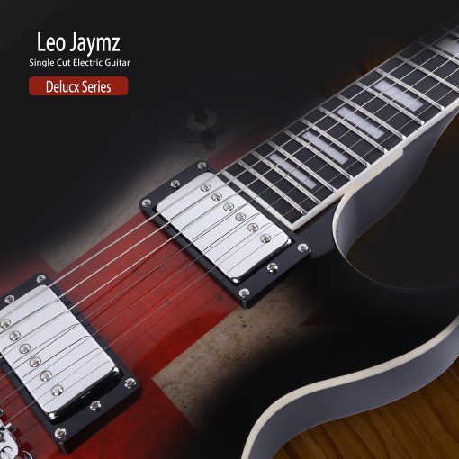 Guitarra electrica de tamaño completo modelo Single Cut Leo Jaymz - con increible calcomania de la bandera del Reino Unido en la parte superior arqueada (Bandera del Reino Unido) - Imagen 4