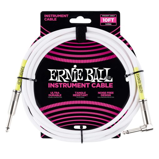 Cable de Instrumento Ernie Ball, Recto/Angulado, 3m, Blanco (P06049)