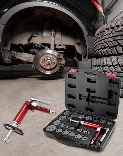 Juego de Herramientas de 24 Piezas para Calibradores de Freno Neumaticos QWORK con Estuche - Compatible con Vehiculos Americanos, Europeos, Japoneses, Incluye Herramienta de Retroceso, Adaptadores, Herramienta Profesional para Frenos - Imagen 5