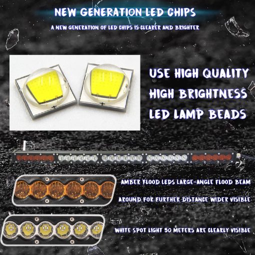 Barra de luz Led de fila unica Angel ma 90W 20" Blanco ambar Amarillo Combo de manchas de inundacion Super brillante Barra de luz Led Luces de marcha Luces delanteras Barra de neblina Lampara de trabajo de conduccion todoterreno 4WD Van UTE Truck Bumper 12V - Imagen 2