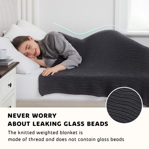 Manta Ponderada de Punto L'AGRATY - 50"x60" 10 lbs Manta Pesada Tejida a Mano para Adultos Tejido Grueso en Cable Decorativo sin Perlas de Peso Uniformemente Distribuido Lavable a Maquina - Imagen 5