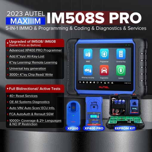 Autel MaxiIM IM508S PRO con XP400 PRO, Igual que IM608 Pro II, Herramienta Avanzada de Programacion de Llaves de Inmovilizador, Mejora de IM608 IM508S IM508, Lectura/Escritura EEPROM MCU, 40+ Servicios, Bidireccional, Android 11 - Imagen 2