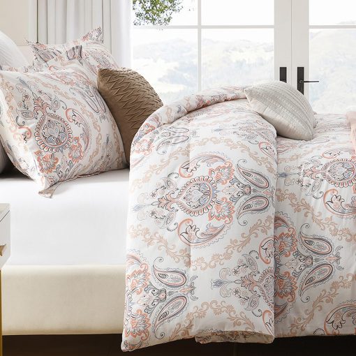 Juego de edredon King Size SahSahCasa, Juego de cama de edredon King, Diseno Paisley Floral Damasco Edredon, Juego de cama de lujo mullido acolchado para todas las estaciones, Edredones y Alternativa de plumon, 3 piezas - Imagen 3
