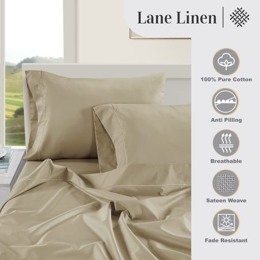 Juego de Sabanas LANE LINEN 100% Algodon Egipcio - Set de Sabanas de 1000 Hilos Queen Size Sabana Ajustable para Cama de Lujo con Bolsillos Profundos de 40.64 cm (Para Colchones de Hasta 43.18 cm) - Imagen 5