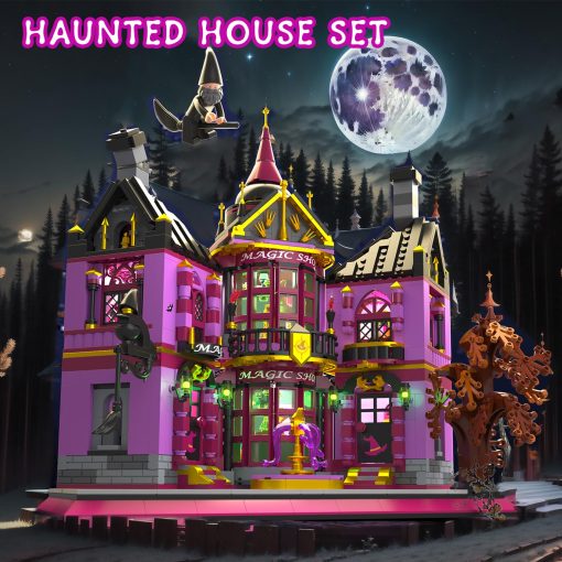 Set de Bloques de Construccion de Halloween QUEMISO - Kit de Arquitectura de 1366 Piezas de la Tienda de Magia de la Bruja, Perfecto para Adolescentes y Adultos, Casa Embrujada de Dos Pisos para la Decoracion de Halloween, Diversion Nocturna e Ideas de Regalo - Imagen 3