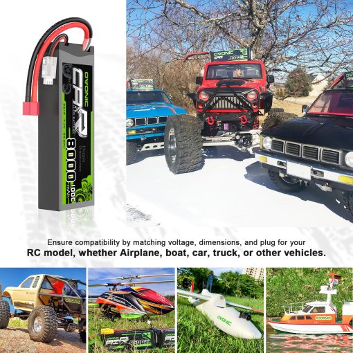 OVONIC Bateria Lipo 8000mAh 100C 7.4V 2S con Conector T para Avion RC, Quadcopter DJI, Helicoptero RC, Coche RC, Camion y Barco 2 unidades - Imagen 5