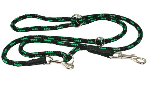 Correa de perro ajustable multifuncional de cuerda 42"-70" (Mediano; 0.4" (10mm) de diametro, Verde/Negro) - Imagen 2