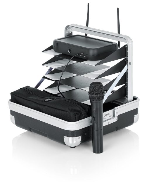 Estuche rigido para microfonos Gator Cases; Capacidad para (4) Sistemas de Microfonos Inalambricos con Estantes de Media Rack y Almacenamiento para (4) Receptores de Mano (GM-4WR) - Imagen 5