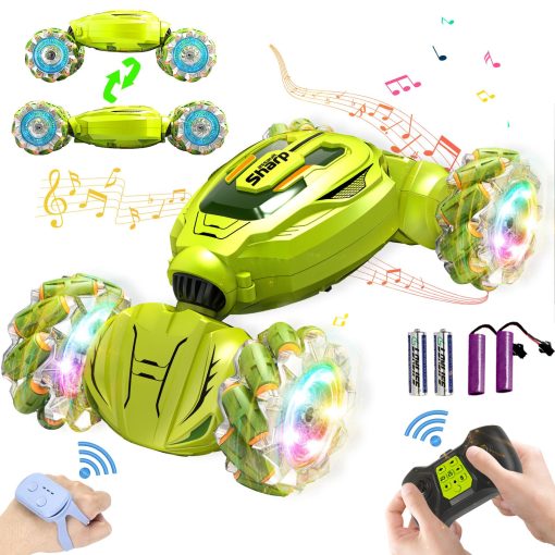 NESTALK Coche de Acrobacias RC con Sensor de Gestos para Ninos de 6 a 12 Anos, Coche Controlado por Mano de 2.4GHz con Luces y Musica Rotacion de 360? Traccion a las Cuatro Ruedas, Regalos de Cumpleanos Geniales para Ninos de 6 a 12 anos