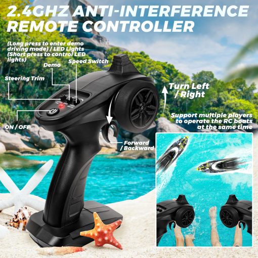 Barcos de Control Remoto BEZGAR TX123 - Barco RC de Alta Velocidad 32+ KPH con Maletin Portatil para Lagos y Piscinas y Agua Salada, Juguetes de Verano para Adultos y Regalos Ideales para Ninos Ninos de 6 7 8-12 Anos - Imagen 6