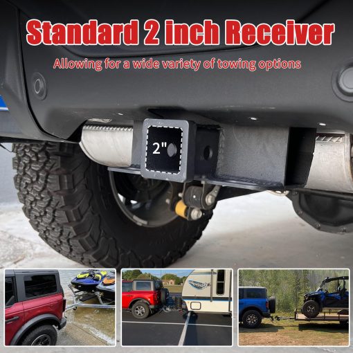 Receptor de enganche para remolque de 2" compatible con accesorios Ford Bronco 2021-2024 2/4 puertas de clase 3 parachoques trasero receptor de enganche para remolque (Estandar) - Imagen 6