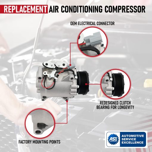 Compresor de Aire Acondicionado de Repuesto - Compatible con Honda CR-V 2.4L 2002-2006 - Reemplaza 10663AC, 1522110, 10345240, 10349721, 638951-02, 03, 04, 05, 06 - Imagen 4