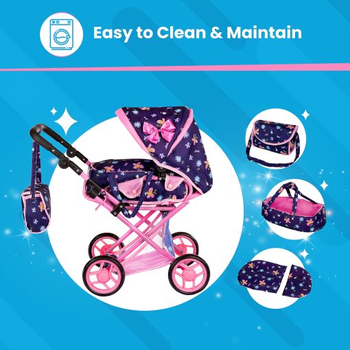 Carriola de muneca Kinderplay | Cochecito de bebe de muneca | Carro de bebe de muneca - Cochecito para munecas con mango ajustable (14.37-25.20 pulgadas) | Cochecito de muneca | Cochecitos Reborn, Modelo KP0200I - Imagen 6