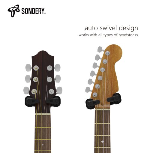 Colgador de Guitarra de Pared Sondery, Con Bloqueo Automatico y Gancho Ajustable para Guitarra Acustica y Electrica, Ukulele, Bajo, Banjo y Mandolina, NO para Acabado de Nitro - Imagen 3
