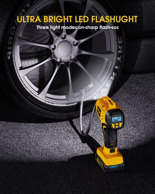 Inflador de Neumaticos Portatil KeenPower - 2X Mas Rapido - Bateria Recargable de 21V - Inflador de Neumaticos de Mano 160PSI, Modos de Suministro de Energia Dual, Bomba de Aire para Coche Motocicleta E-Bike - Imagen 6