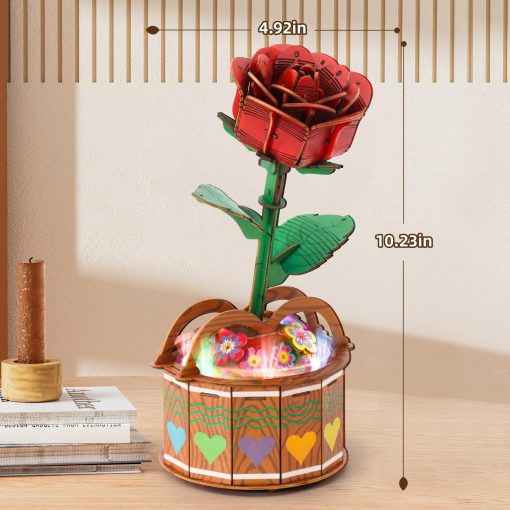 Rompecabezas de madera 3D para adultos y ninos - Kit modelo de flores de rosas de madera DIY, juguetes de rompecabezas 3D para ninos y ninas de 6 a 8 anos en adelante, kit de manualidades regalos de rompecabezas en cumpleanos, Navidad y Dia de San Valentin - Imagen 5