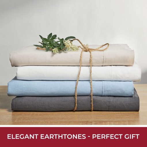 Juego de sabanas Mellanni 100% Lino Twin - Juego de sabanas naturales para cama - Incluye sabana ajustable de bolsillo profundo, sabana plana y fundas de almohada - Se adapta a colchones de hasta 16" (Twin, Azul) - Imagen 7