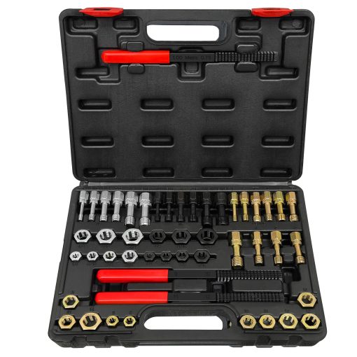 Juego de 49 piezas SZSYD Thread Chaser, Kit restaurador de roscas incluye 24 matrices de roscado, 22 machos de roscado y 3 limas de roscado, Kit de reparacion de roscas con tamano UNF, UNC y metrico