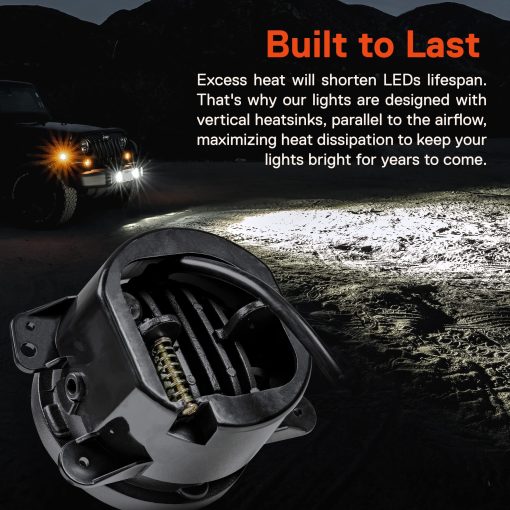 Luces de Niebla LED TRUE MODS de 4 pulgadas 60W Compatible con Jeep Wrangler JK Unlimited JKU Accesorios Frontales de Parachoques 2007-2018 [HALO DRL] [Senales de Giro ambar] Luces Redondas de Conduccion - Imagen 5
