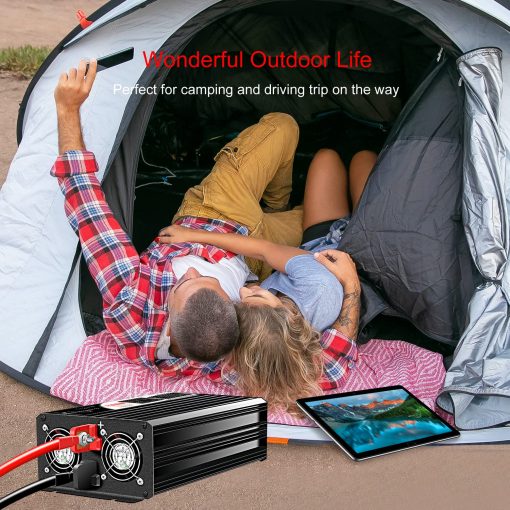 Inversor de energia solar pura de onda sinusoideal Xijia 1500W (Potencia pico 3000W) DC 12V a AC 120V 60HZ Conversor solar para uso domestico automovil (DC12V (Rango 10V-15V) 1500W) - Imagen 7