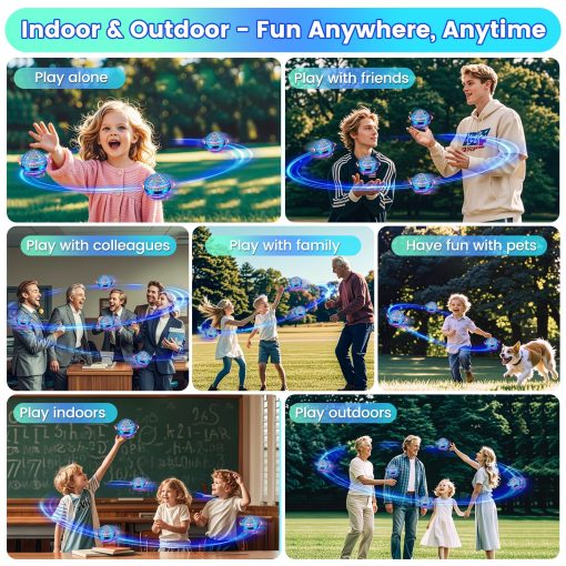Juguete de Pelota Orb Voladora, Bola de Hover Controlada a Mano con Luces LED, Globo Boomerang Giratorio de 360?, Juguetes Geniales Mini Drone Spinner para Ninos, Regalo Ideal de Cumpleanos y Festival para Ninos y Ninas - Azul Brillante - Imagen 4