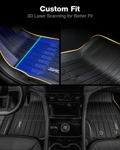 Tapetes 3W para Jeep Cherokee 2015-2024 Juego Completo de Tapetes TPE para Piso de 1ra y 2da Fila, Negro (NO es compatible con Grand Cherokee) - Imagen 3