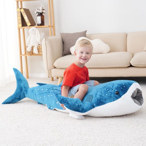 Peluche de tiburon ballena gigante de 48 pulgadas Mukouxun, juguete de felpa de tiburon ballena realista, grandes peluches de tiburon ballena enormes, peluches de ballenas grandes - Imagen 4