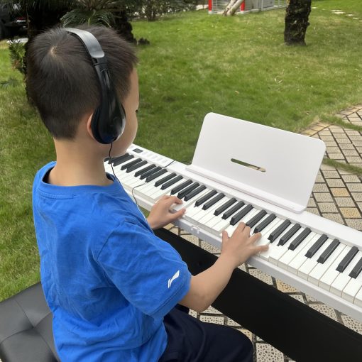 Piano Electronico Plegable MAGICON BX20S de 88 Teclas, Tamano Completo Teclas Semipesadas Piano Portatil, Teclas Sensibles, Soporta USB/MIDI, Bluetooth Inalambrico, Altavoces, Pedal, Bolso de Mano, para Principiantes (Blanco+) - Imagen 7