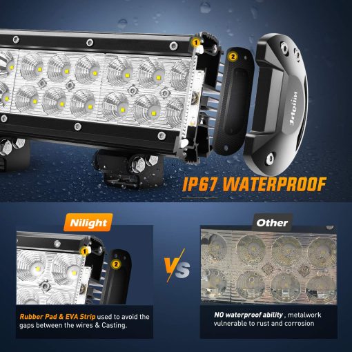 Nilight - 60009C-A 31" 198W Barra de Luz LED Flood Spot Combo para Trabajo Fuera de Carretera Luces de Conduccion de Niebla para SUV Barco 4x4 Jeep Lampara, 2 Anos de Garantia - Imagen 4