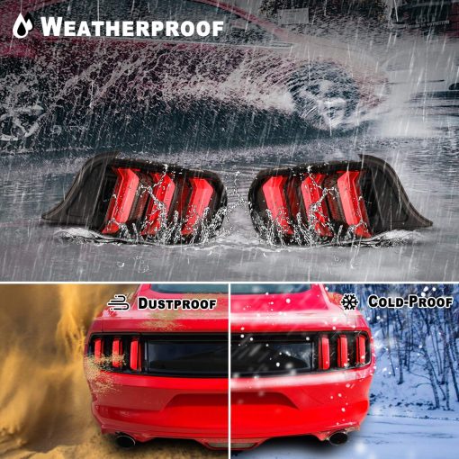 Nixon Offroad Juegos de luces LED traseras para Ford Mustang 2015-2023, Estilo europeo par de luces traseras LED para Mustang con senales de giro secuenciales, luces de freno/DRL LED, lados del conductor y del pasajero (Lente transparente) - Imagen 4