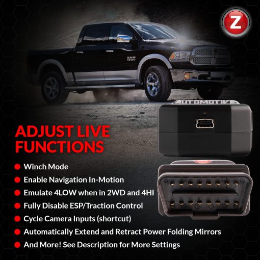 Programador Z Automotive Tazer - Compatible con Dodge Ram 1500 Classic/2500/3500 2013-2021 - Personaliza mas de 35 configuraciones del vehiculo/Herramienta de diagnostico escaner OBD2 - Imagen 6