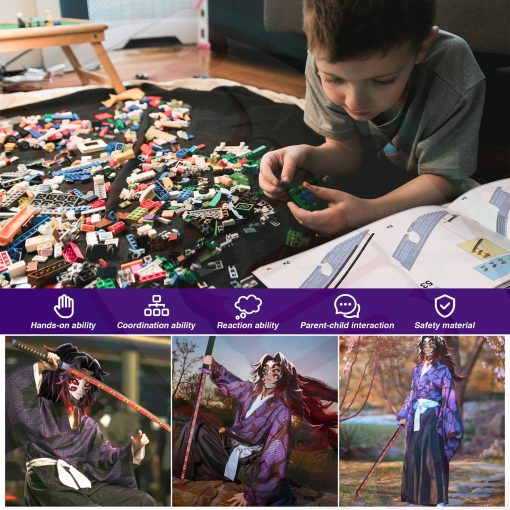 Juego de Construccion de Espada Kokushibo de Demon Slayer, Espada Kokushibo de 39 pulgadas con Funda y Soporte, Juego de Construccion de Juguete de Espada de Anime de Cosplay Hecho a Mano para Coleccionar y Regalar, 789 pcs - Imagen 5