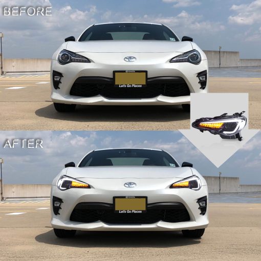 Conjunto de Faros VLAND Compatible con Scion FR-S 2012-2016 Toyota 86 2012-2021 Subaru BRZ 2013-2021, Conjunto de Faros LED con Luz Diurna y Senal de Giro Secuencial, Plug-and-Play (Bombillas No Incluidas) - Imagen 5