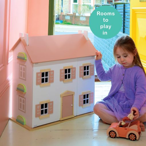 Mentari Toys - Casa de Munecas Trebol - Casa de Munecas Grande con 6 Habitaciones - Casa de Munecas de Genero Neutro - Fomenta el Juego Creativo e Imaginativo para Ninos - Edad 3+ - Imagen 6