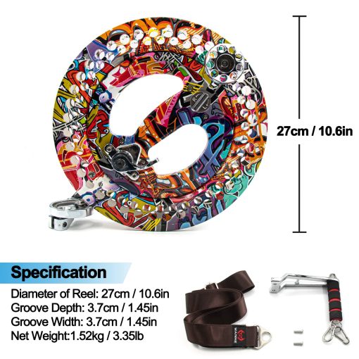 9KM DWLIFE 10.6in Carrete de Cometa con Correa para el Hombro, Aluminio, Freno de Bloqueo con Trinquete, Rodamiento de Bolas de Rotacion Suave, Guia de Linea, Vuelo de Cometa de Linea unica Grande (Multi-color de 10.6 pulgadas) - Imagen 2