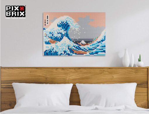Rompecabezas de arte pixelado Pix Brix - El Gran Ola de Kanagawa Rompecabezas de pixeles, 4,187 piezas - Ladrillos coloridos patentados para recrear esta famosa impresion, crea construcciones sin agua, hierro o pegamento - Imagen 3