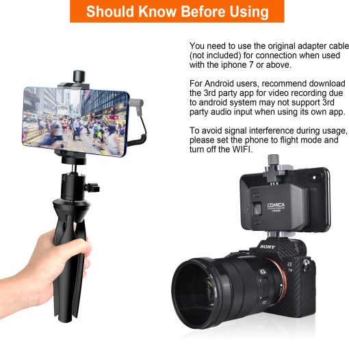 Sistema de Microfono Inalambrico Comica CVM-WS50(H), 6 Canales Microfono de Entrevista de Mano con Empunadura de Combinacion Flexible para Smartphone, Camara, Perfecto para YouTube, Entrevista, Videoconferencia, Podcast - Imagen 7