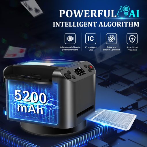 Barajador y Repartidor Automatico 2 en 1, Repartidor de Cartas de 2 Barajas con Control Remoto Inalambrico 360? Rotativo, Ultracallado, Recargable, Funciona con UNO, Taco Cat Goat Cheese Pizza, Five Crowns, Monopoly Deal, etc - Imagen 4
