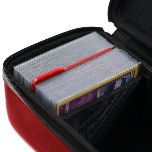 Estuche para llevar tarjetas Quiver Time Red Bolt - Soporte para tarjetas de juego para cartas coleccionables, Estuche para cartas MTG, Caja para guardar cartas de juego con correa para la muneca y el hombro, separadores y 100 fundas Apollo - Imagen 7